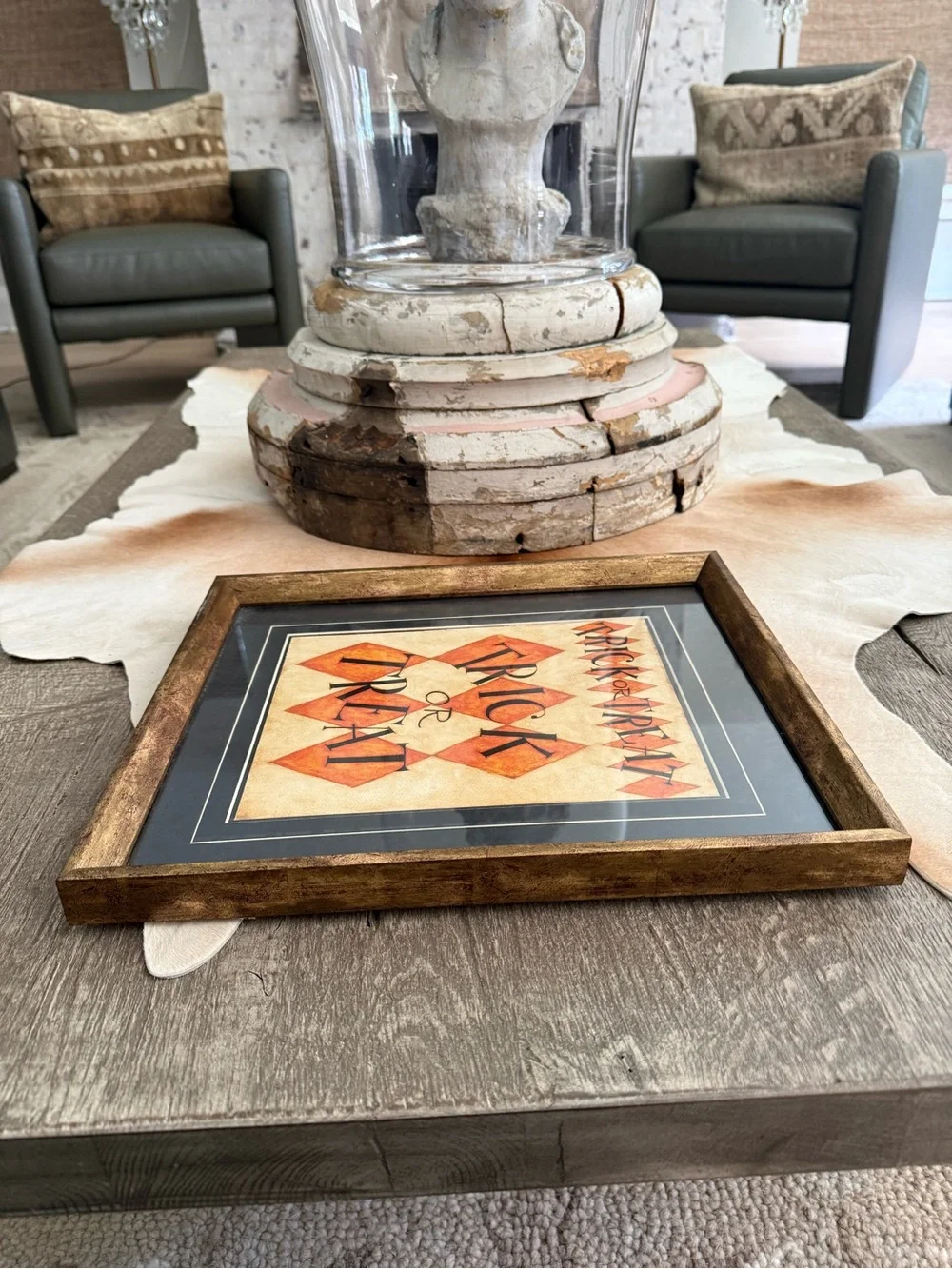 Trick or Treat Framed Wall Art - Orange Halloween Print